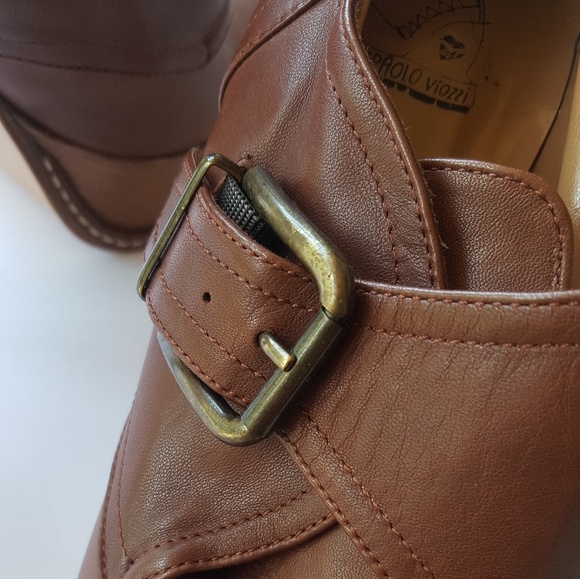 NEW GiampaoloViozzi camel leather platform booties - Picture 6 of 8